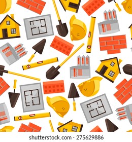 Industrial seamless pattern with housing construction objects.