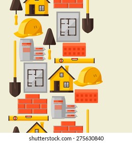 Industrial seamless pattern with housing construction objects.