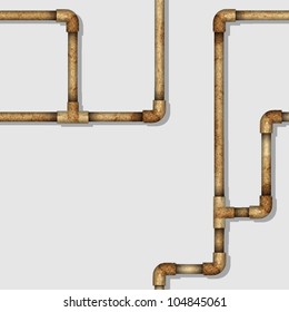 Industrial seamless pattern with rusty pipes. Vector background