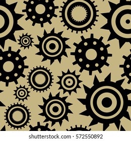 Industrial seamless vector pattern. Background consisting of different gears the concept of motion