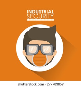 Industrial Security  design over orange background, vector illustration