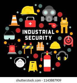 industrial security and protective equipment for worker illustration, flat design