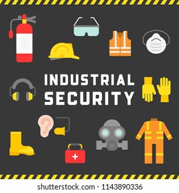 industrial security and protective equipment for worker illustration, flat design