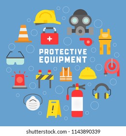 industrial security and protective equipment for worker illustration, flat design