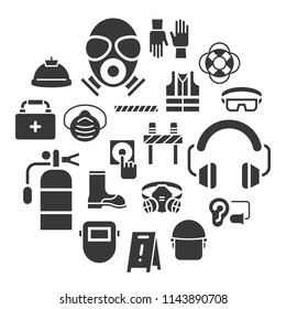 industrial security and protective equipment for worker illustration, solid design