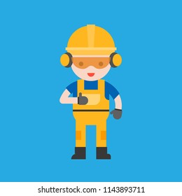 industrial security and protective equipment for worker illustration, flat design