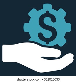 Industrial Service vector icon. Style is bicolor flat symbol, blue and white colors, rounded angles, dark blue background.