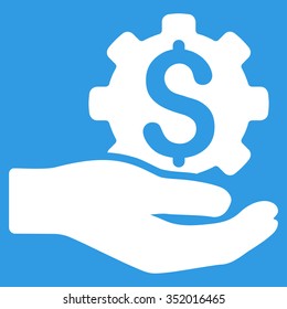 Industrial Service vector icon. Style is flat symbol, white color, rounded angles, blue background.