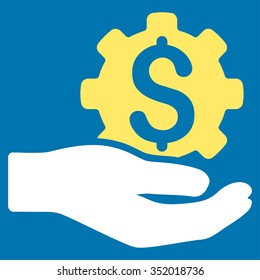 Industrial Service vector icon. Style is bicolor flat symbol, yellow and white colors, rounded angles, blue background.
