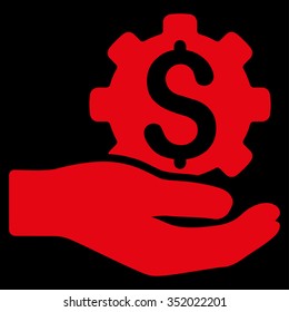 Industrial Service vector icon. Style is flat symbol, red color, rounded angles, black background.