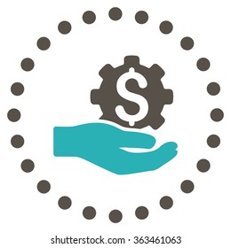 Industrial Service vector icon. Style is bicolor flat circled symbol, grey and cyan colors, rounded angles, white background.