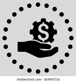 Industrial Service vector icon. Style is flat circled symbol, black color, rounded angles, light gray background.