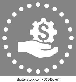 Industrial Service vector icon. Style is flat circled symbol, white color, rounded angles, gray background.