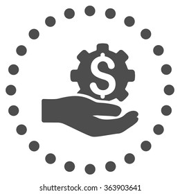 Industrial Service vector icon. Style is flat circled symbol, gray color, rounded angles, white background.