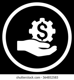 Industrial Service vector icon. Style is flat circled symbol, white color, rounded angles, black background.