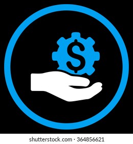 Industrial Service vector icon. Style is bicolor flat circled symbol, blue and white colors, rounded angles, black background.