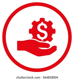 Industrial Service vector icon. Style is flat circled symbol, red color, rounded angles, white background.