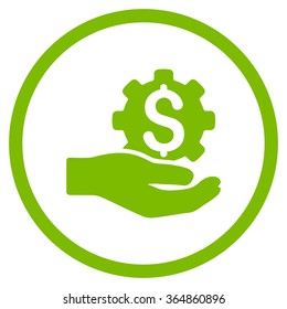 Industrial Service vector icon. Style is flat circled symbol, eco green color, rounded angles, white background.