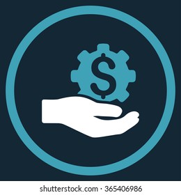 Industrial Service vector icon. Style is bicolor flat circled symbol, blue and white colors, rounded angles, dark blue background.
