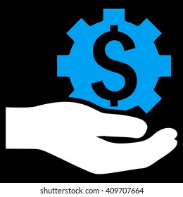 Industrial Service vector icon. Style is bicolor flat symbol, blue and white colors, black background.