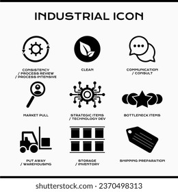 industrial set tool sign icon logo graphic design in eps vector black white bw. Various silhouette format for your business presentation in any theory. symbol for idea industry illustration process
