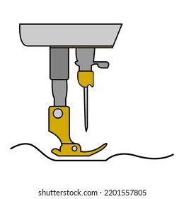 Pie de presión de acero de la máquina de coser industrial para tela de tela de coser sobre el fondo blanco icono de dibujo de la mano de fondo diseño de vector plano.