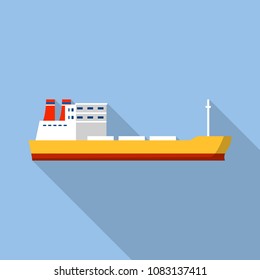 Industrial ship icon. Flat illustration of industrial ship vector icon for web design