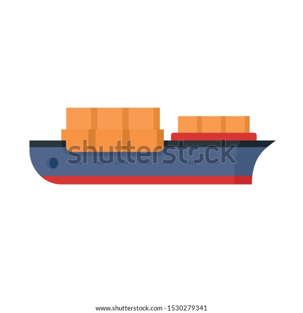 Industrial ship icon. Flat illustration of\
industrial ship vector icon for web\
design
