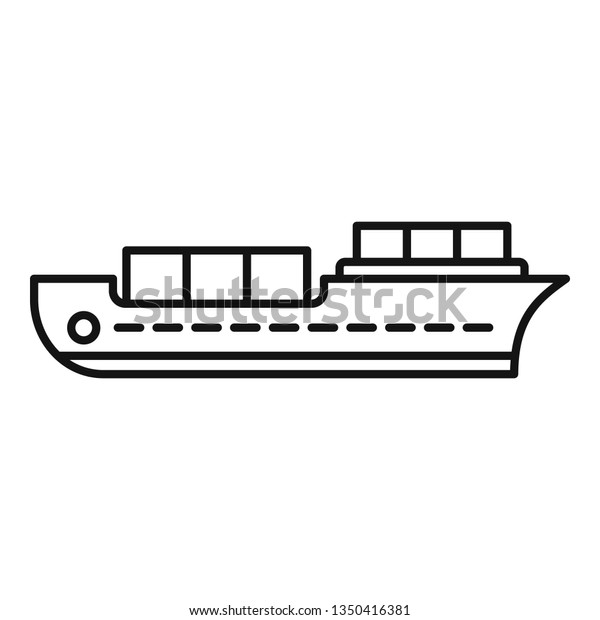 Industrial ship icon.\
Outline industrial ship vector icon for web design isolated on\
white background