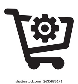 Industrial Shopping Cart Icon with Gear and Tools – E-commerce Technology Vector