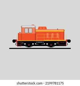 Industrial Shunting Locomotive. Side View. Vector Illustration