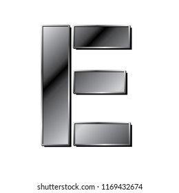 industrial, silver letter E