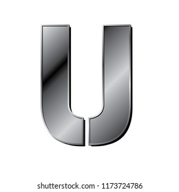 industrial, silver letter U