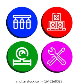 industrial simple icons set. Contains such icons as Water filter, Boxes, Water meter, Tools, can be used for web, mobile and logo
