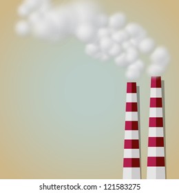 Industrial Smoke from Chimney Paper Cut Vector Background