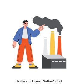 Industrial Smoke Flat Vector Illustration 