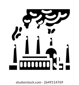 industrial smokestacks releasing particulate matter containing toxic metals glyph icon vector. industrial smokestacks releasing particulate matter containing toxic metals sign. symbol illustration