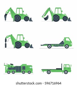 Industrial Special Machine icon set on white background vector illustration
