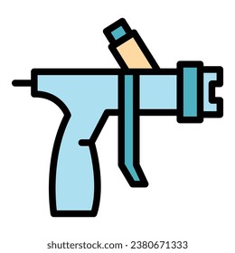 Vector de contorno de icono de pulverizador industrial. Fuego de pulverizador. Color plano del cuerpo del coche pintador