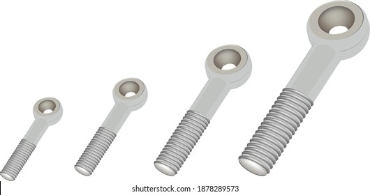 Industrial steel eye bolt measures