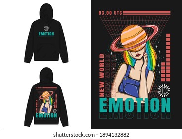 Industrial Streetwear Graphic Design
illustration of woman with planet head