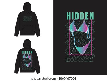 Industrial Streetwear Hoodie, Hidden, Illustration of Abstract Body