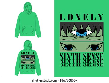 Industrial Streetwear Hoodie, Lonely, Illustration of Third Eye