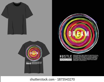 Industrial Streetwear T-Shirt, Dream, Illustration of Spiral Rainbow