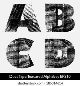 Industrial Style, Duct Tape, Tire Track Alphabet Vector. ABCD