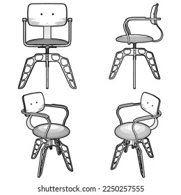 Industrial Swivel Bar Chair Vector 07. Illustration Isolated On White Background. A Vector Illustration Of Bar Chair Background.