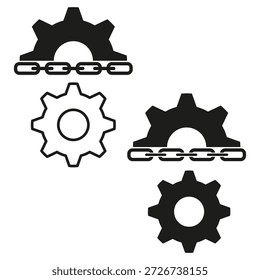 Industrial system icon. Machine part Vector. Mechanical link symbol. Engineering professional process emblem. EPS 10.