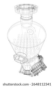 Industrial tank. Vector rendering of 3d. Wire-frame style. The layers of visible and invisible lines are separated. 3D Illustration
