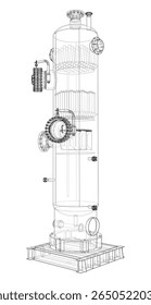 Industrial tank. Vector rendering of 3d. Wire-frame style. The layers of visible and invisible lines are separated. 3D Illustration