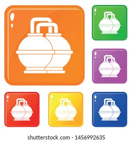 Industrial tanks for petrol and oil icons set collection vector 6 color isolated on white background